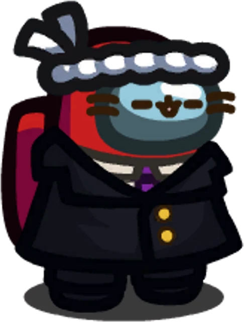 Tripulante rojo con una cinta japonesa en la cabeza, uniforme escolar y visor de gatito